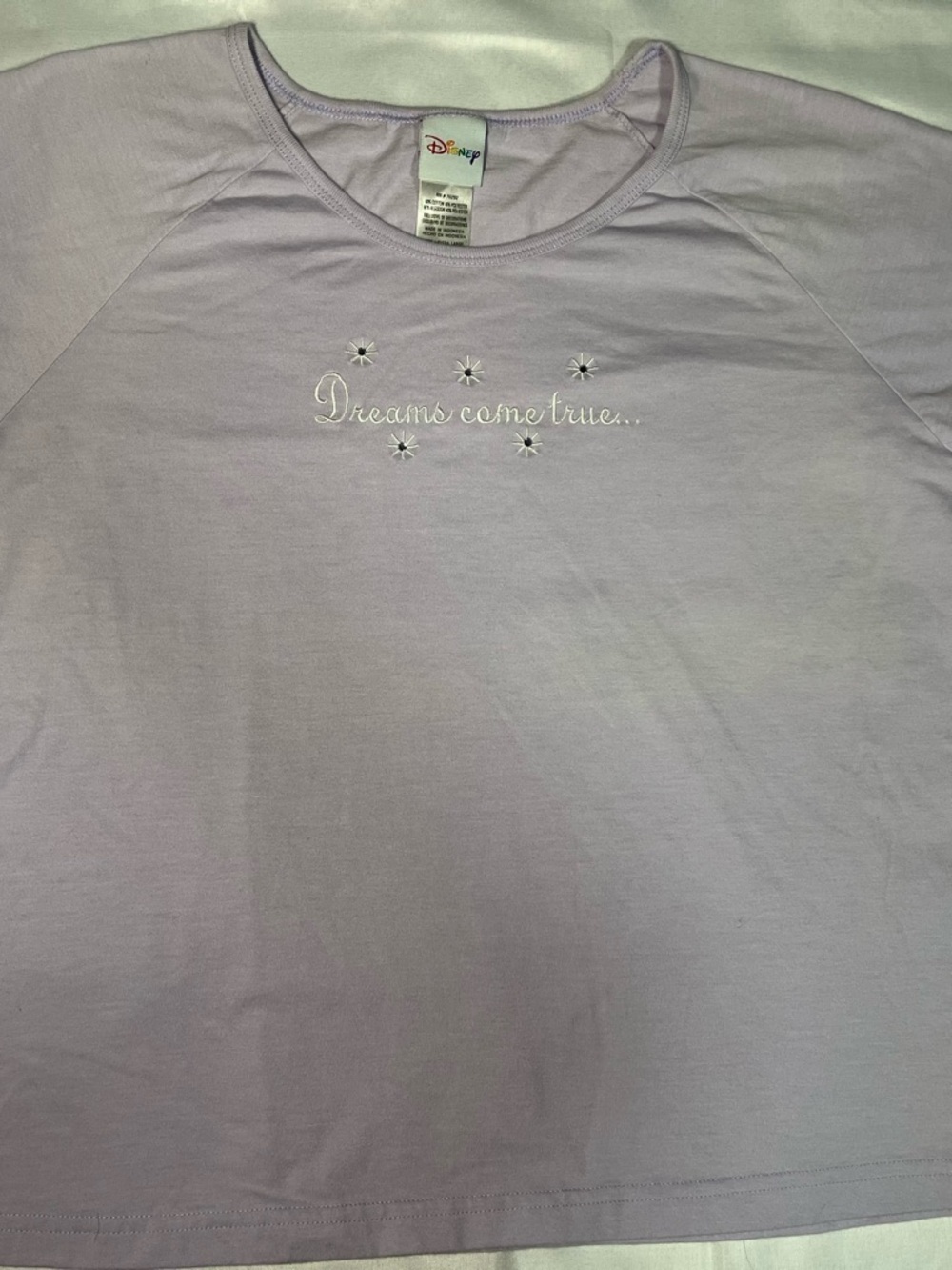 Vintage Disney Dreams Come True Tee Girls XL Purple Y2K Embroidered